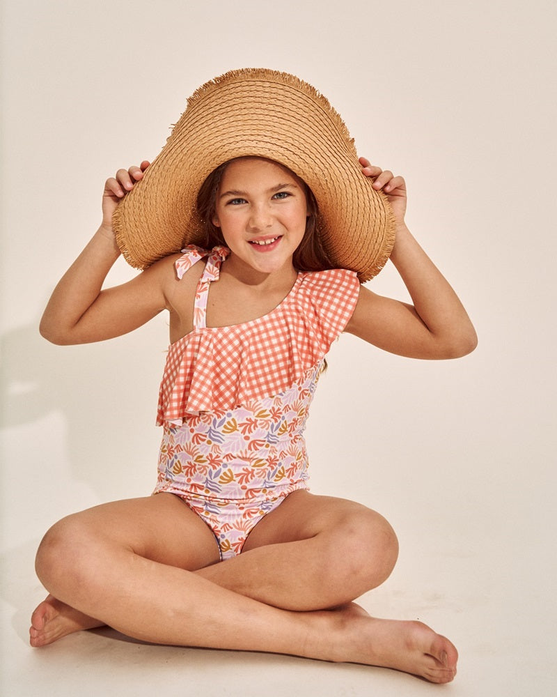 BAÑADOR VICHY NARANJA NIÑA