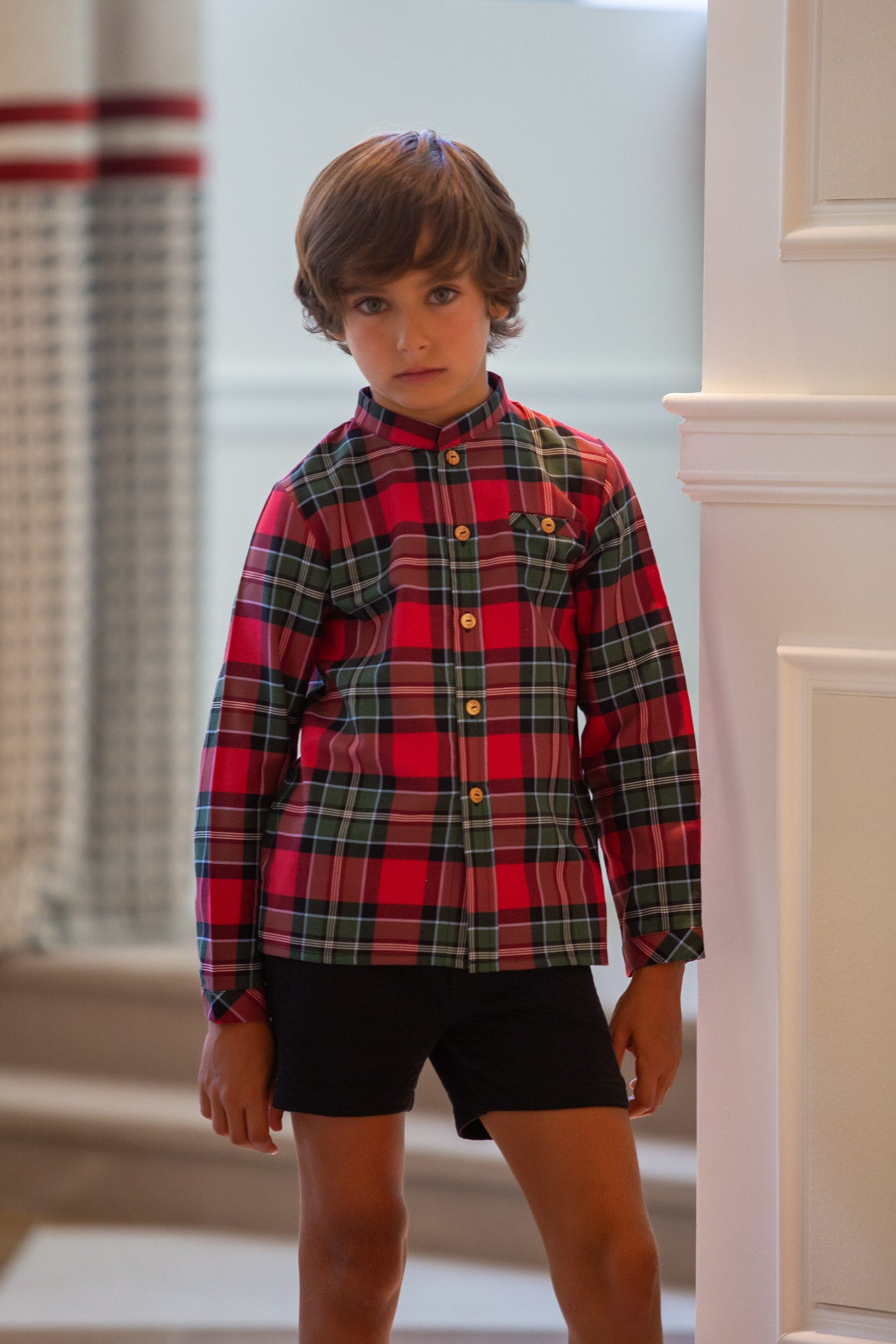 CAMISA TARTÁN GUINDA