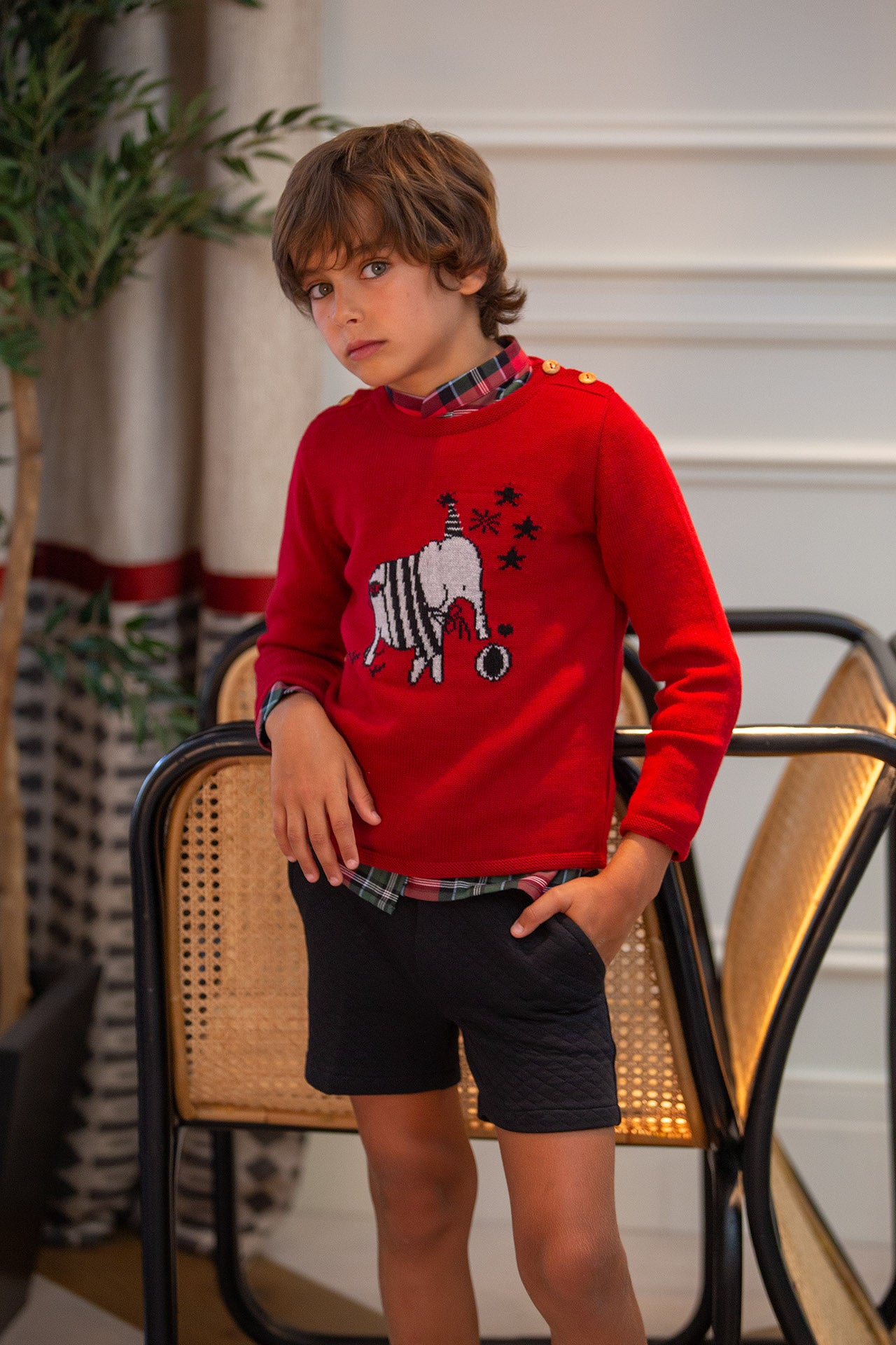 CAMISA TARTÁN GUINDA