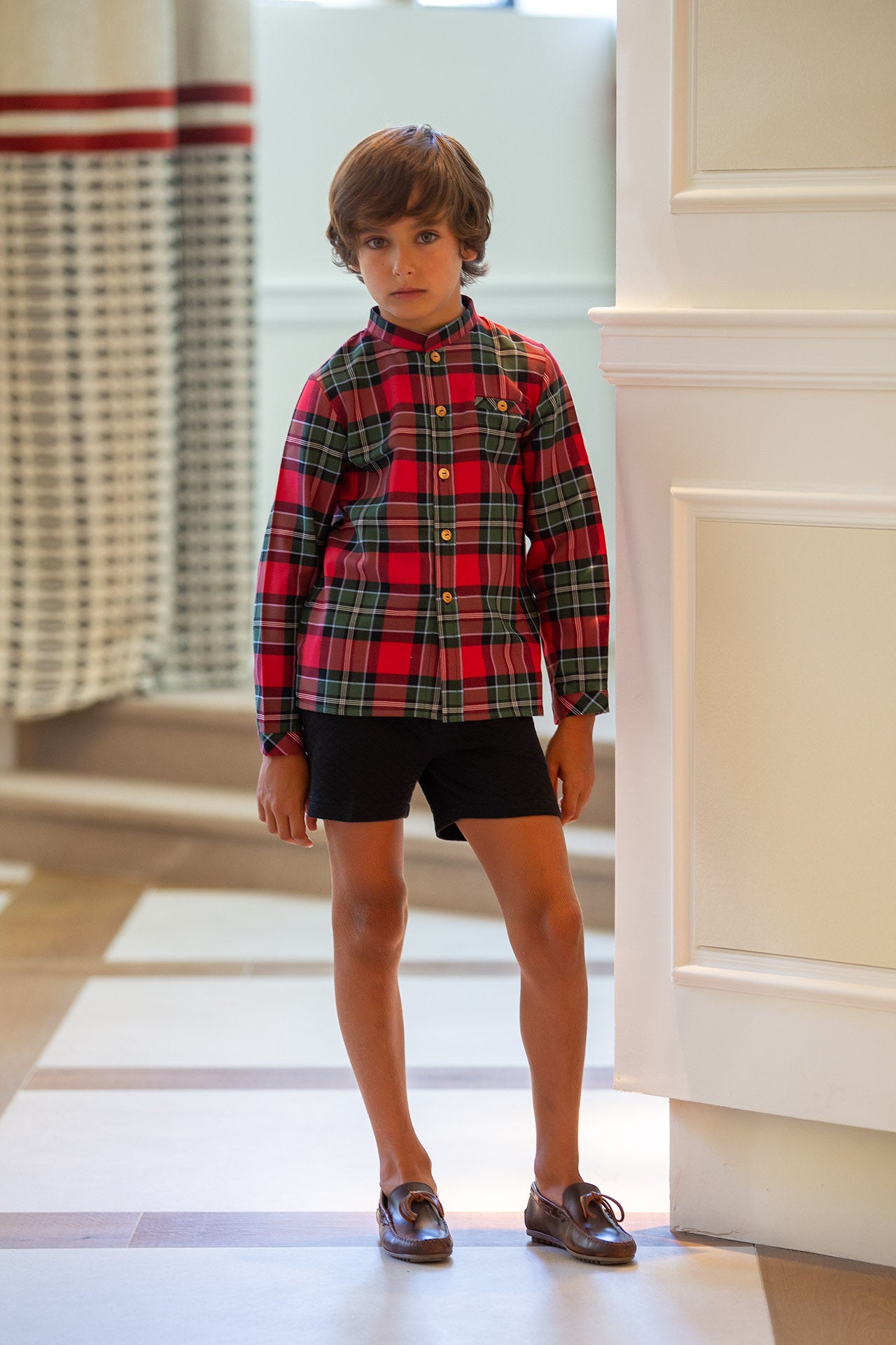 CAMISA TARTÁN GUINDA