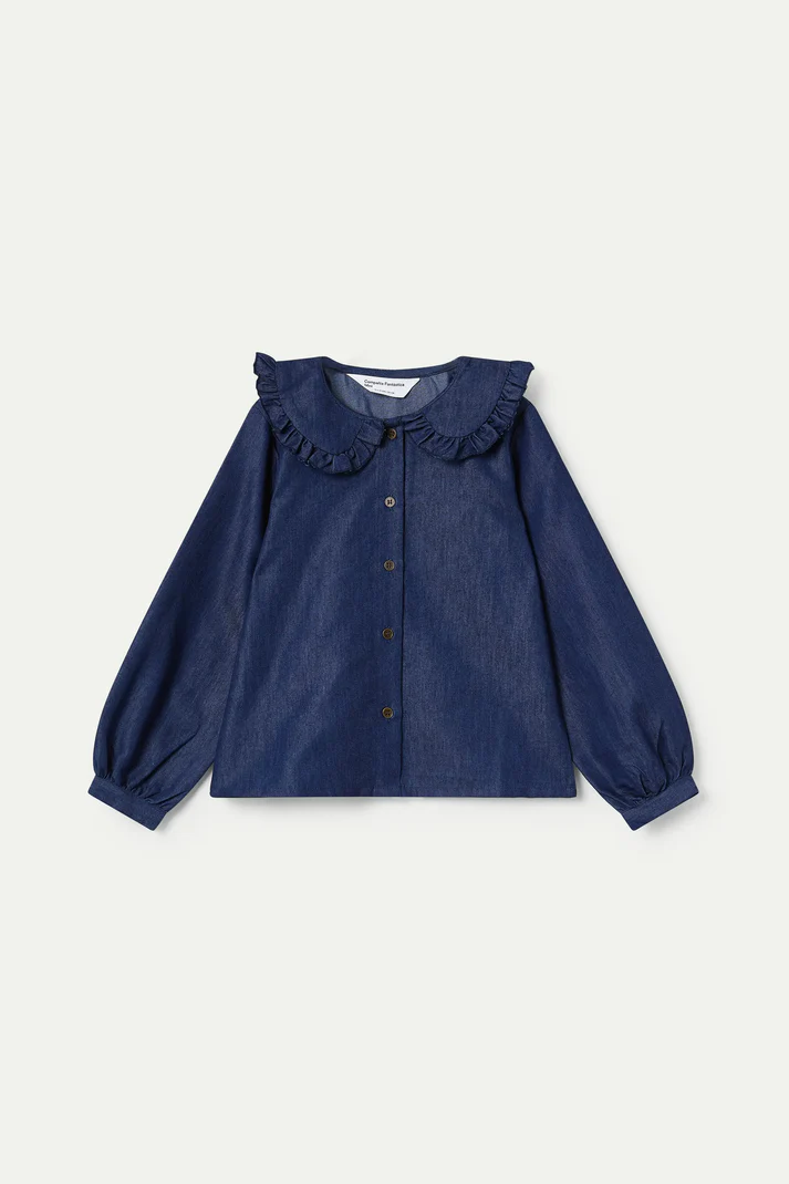 CAMISA DENIM CUELLO VOLANTE