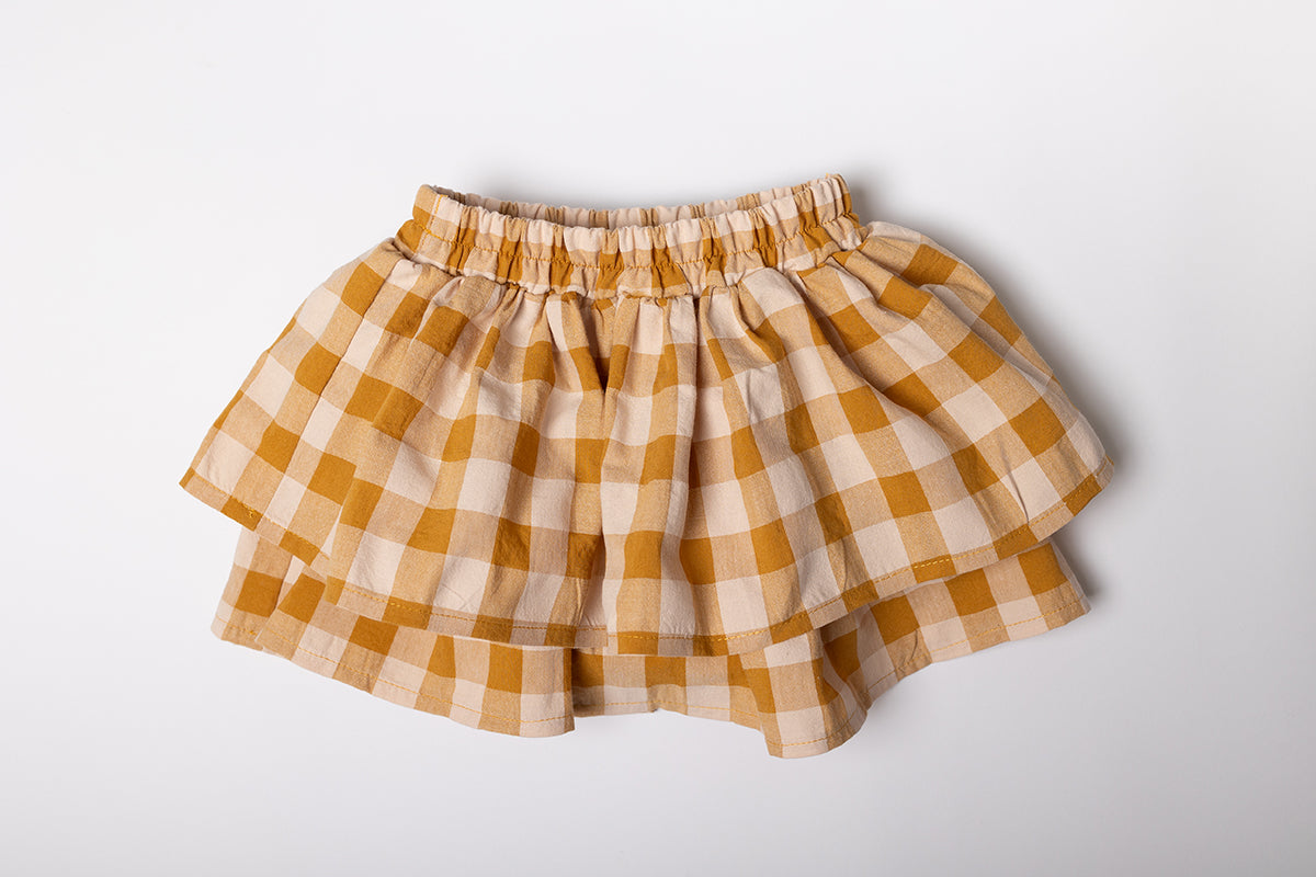 FALDA CUADROTES MOSTAZA