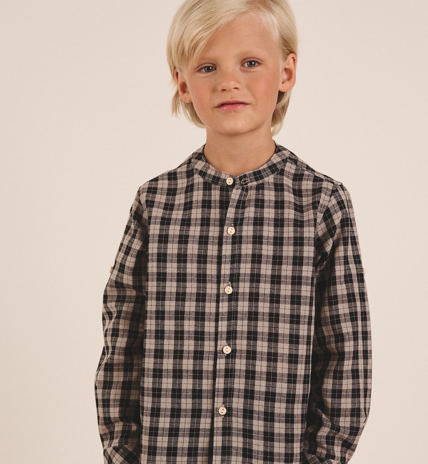 CAMISA NIÑO CUADROS NEGRO