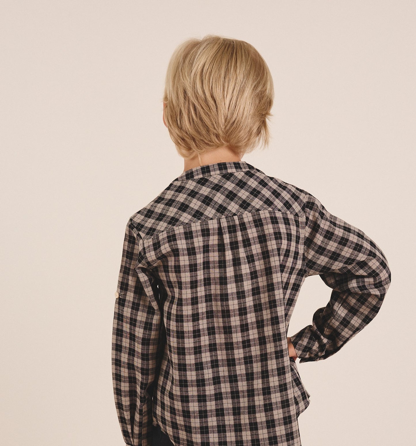 CAMISA NIÑO CUADROS NEGRO