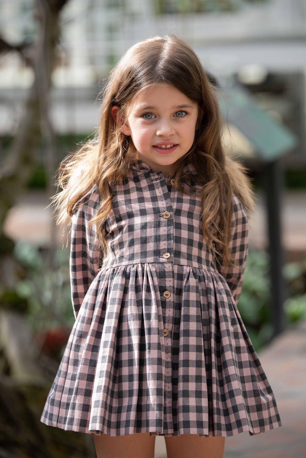 VESTIDO VICHY CAPUCHA CON PELO