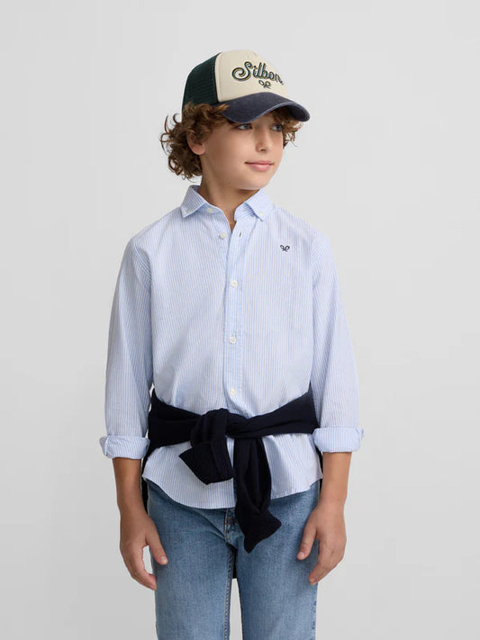 CAMISA OXFORD RAYAS CELESTE